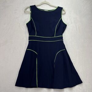 Esley Fit & Flare Skater Dress Womens Medium Navy Green Sleeveless Summer